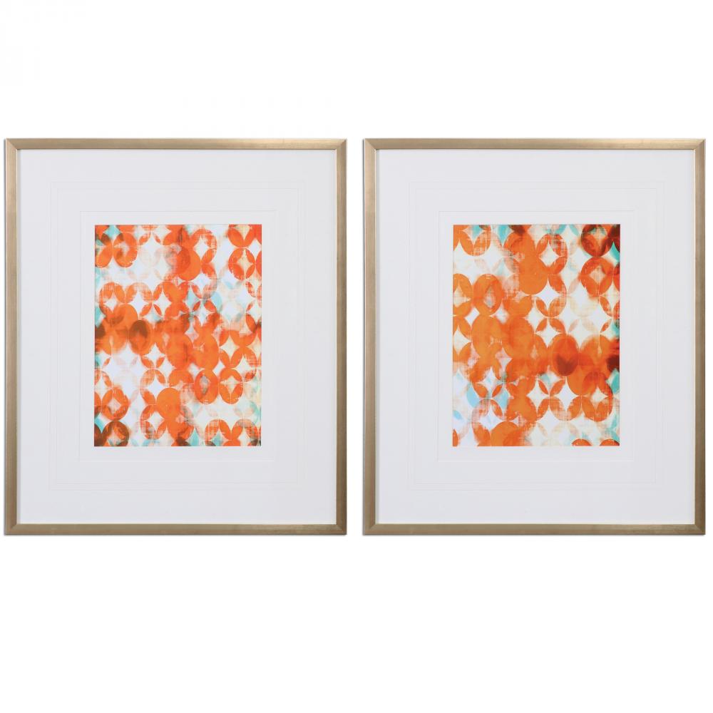 Uttermost Overlapping Teal And Orange Modern Art, S/2