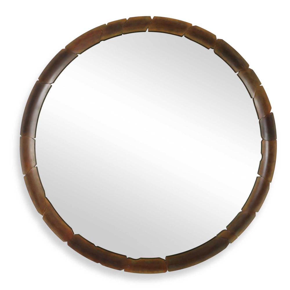 Uttermost Auger Amber Glass Round Mirror