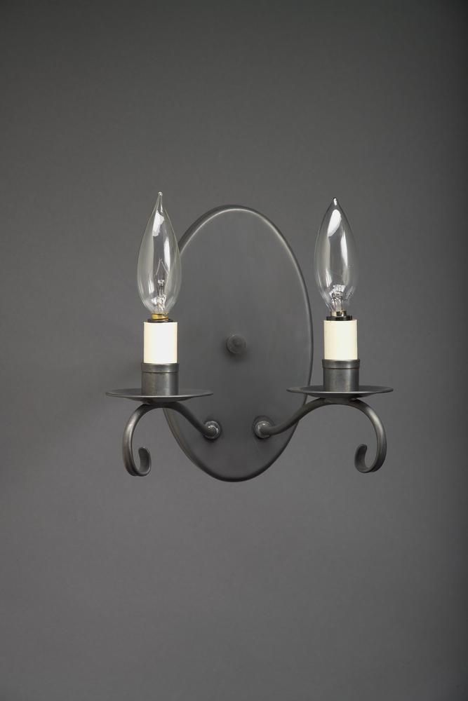 Wall Sconce 2 Down Curved Arms Dark Antique Brass 2 Candelabra Socket