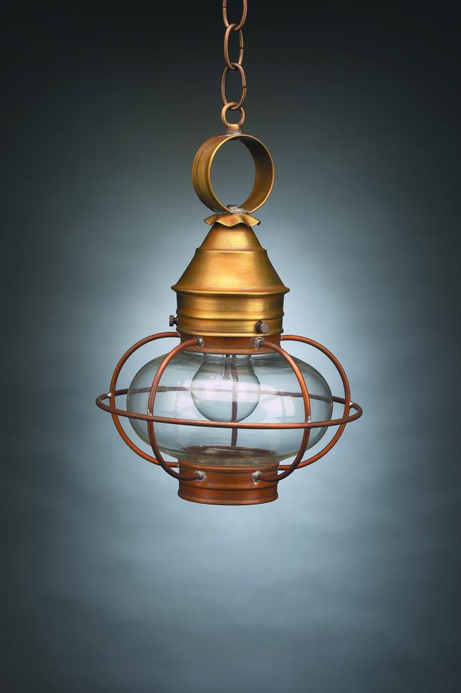 Caged Onion Hanging Antique Brass Medium Base Socket Clear Glass