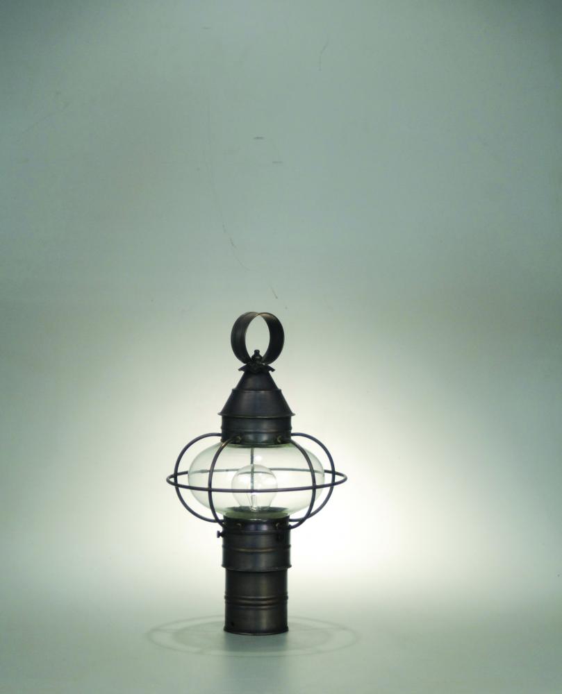 Caged Onion Post Antique Brass Medium Base Socket Clear Glass