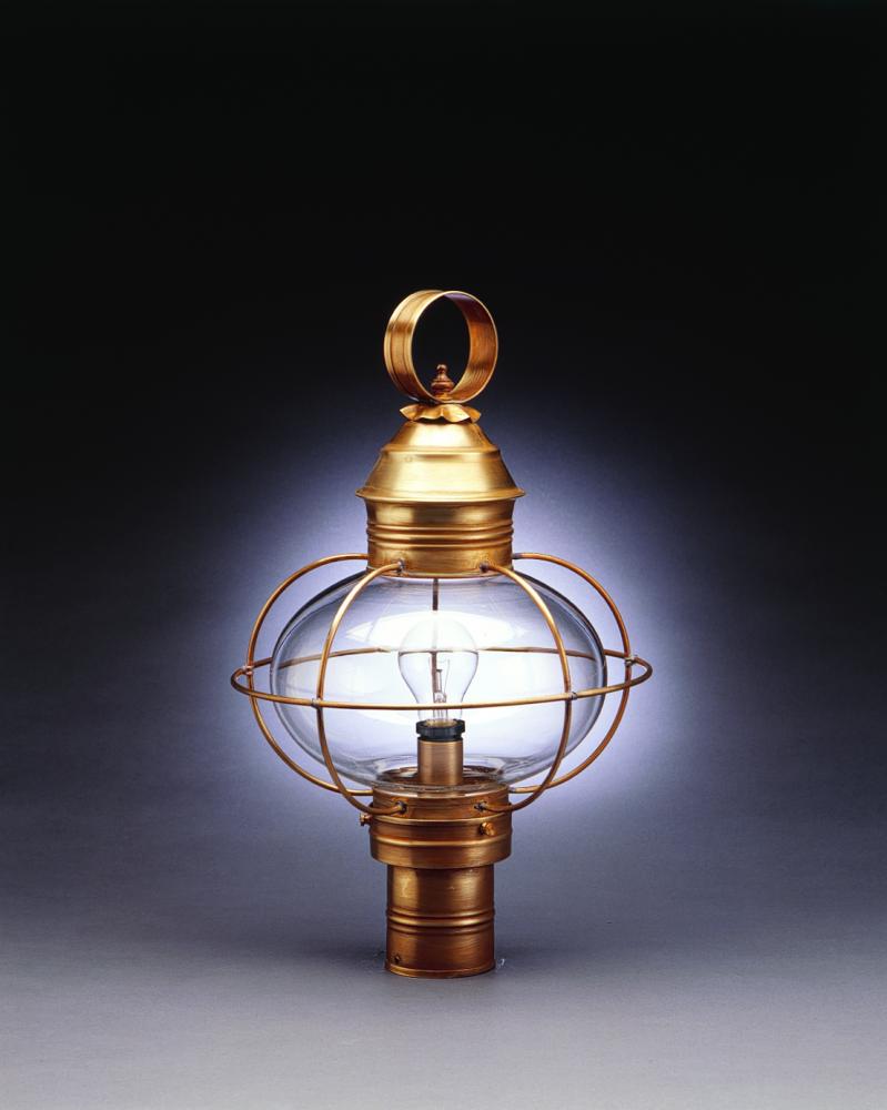 Caged Onion Post Dark Antique Brass Medium Base Socket Clear Glass