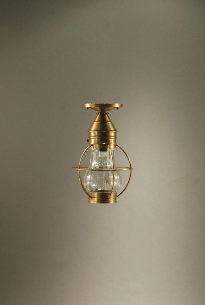 Caged Pear Flush Dark Brass Medium Base Socket Clear Glass