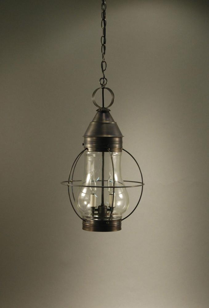 Caged Pear Hanging Dark Brass Medium Base Socket Clear Glass