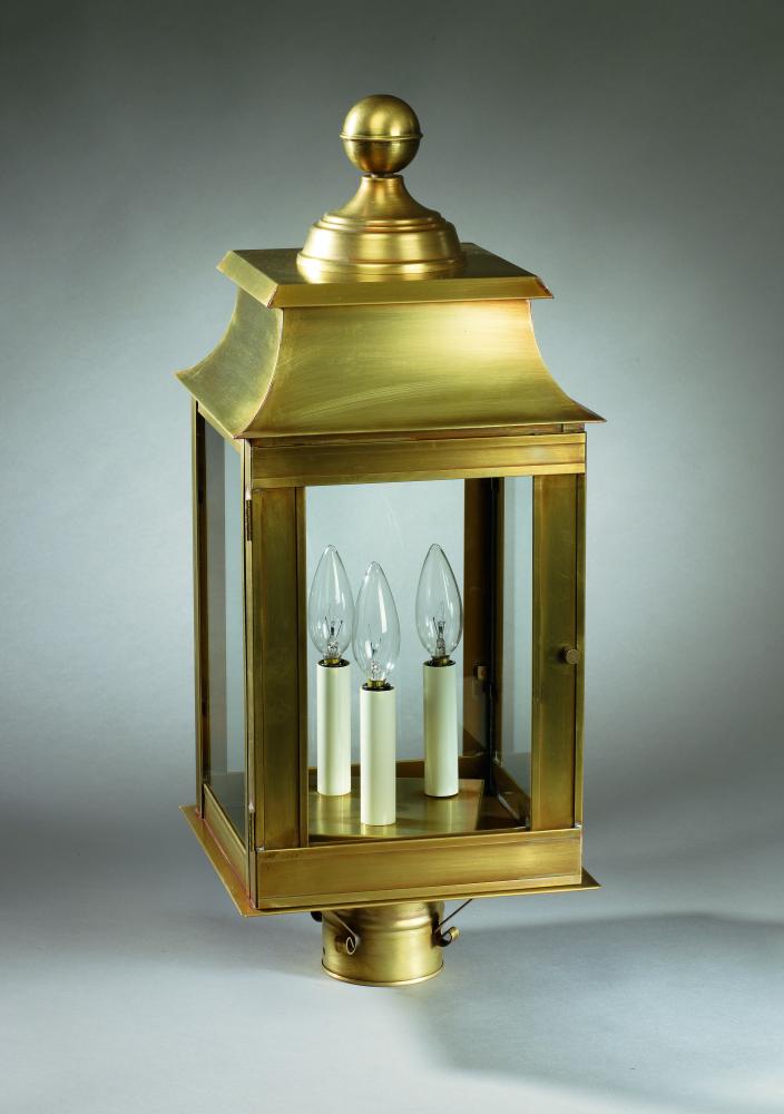 Pagoda Post Dark Brass Medium Base Socket With Chimney Frosted Glass