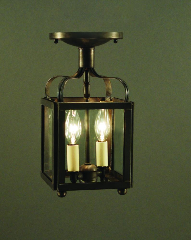 Crown Small Flush Dark Brass 2 Candelabra Sockets