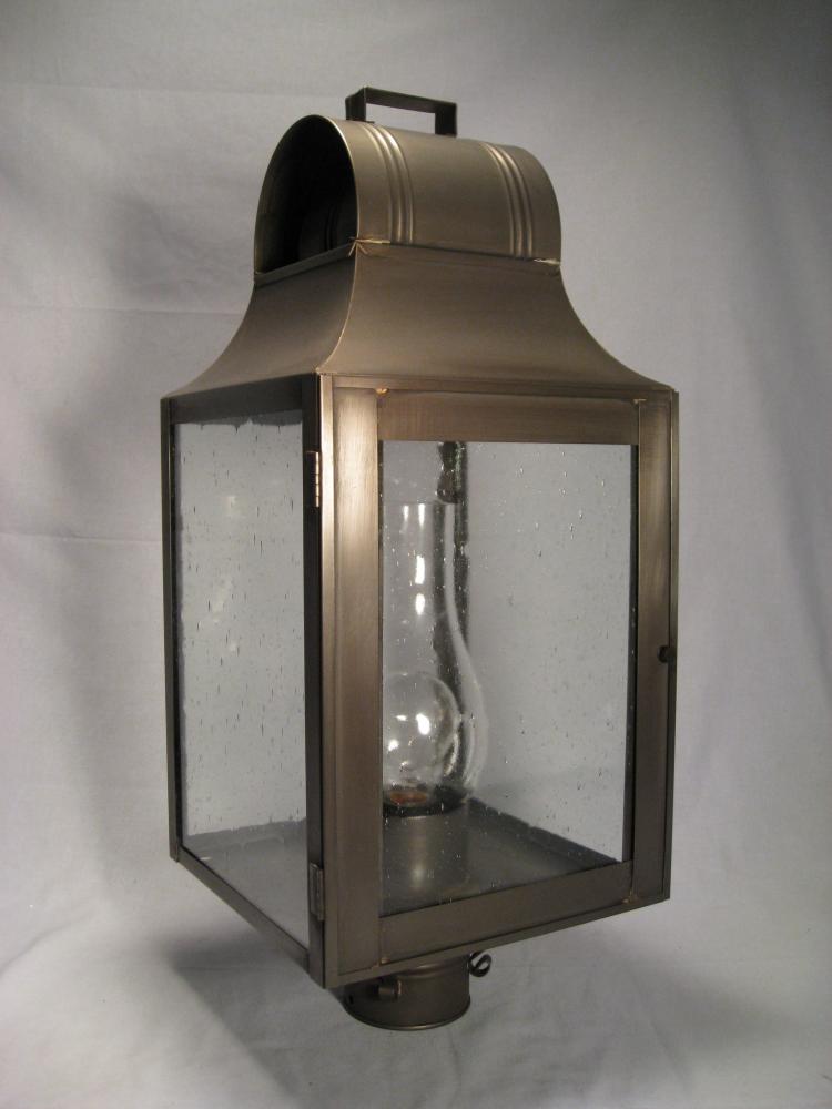 Culvert Top Post Dark Antique Brass Medium Base Socket With Chimney Clear Glass