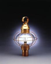 Northeast Lantern 2543-AC-MED-CLR - Caged Onion Post Antique Copper 3 Candelabra Sockets Optic Seedy Glass