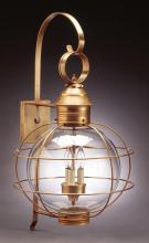 Northeast Lantern 2851-AC-MED-CLR - Caged Round Wall Antique Copper Medium Base Socket Clear Glass