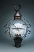 Northeast Lantern 2853-VG-MED-CLR - Caged Round Post Verdi Gris Medium Base Socket Clear Glass