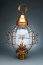 Northeast Lantern 2863-VG-MED-CLR - Caged Round Post Verdi Gris Medium Base Socket Clear Glass