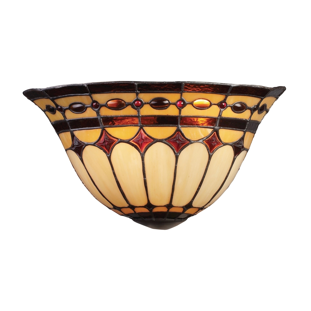 Diamond Ring 2-Light Sconce in Copper with Tiffany Style Glass