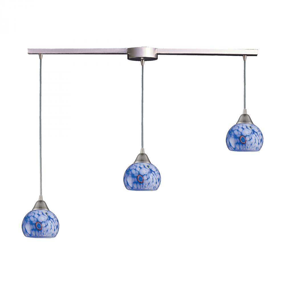 Mela 3 Light Pendant In Satin Nickel And Starbur