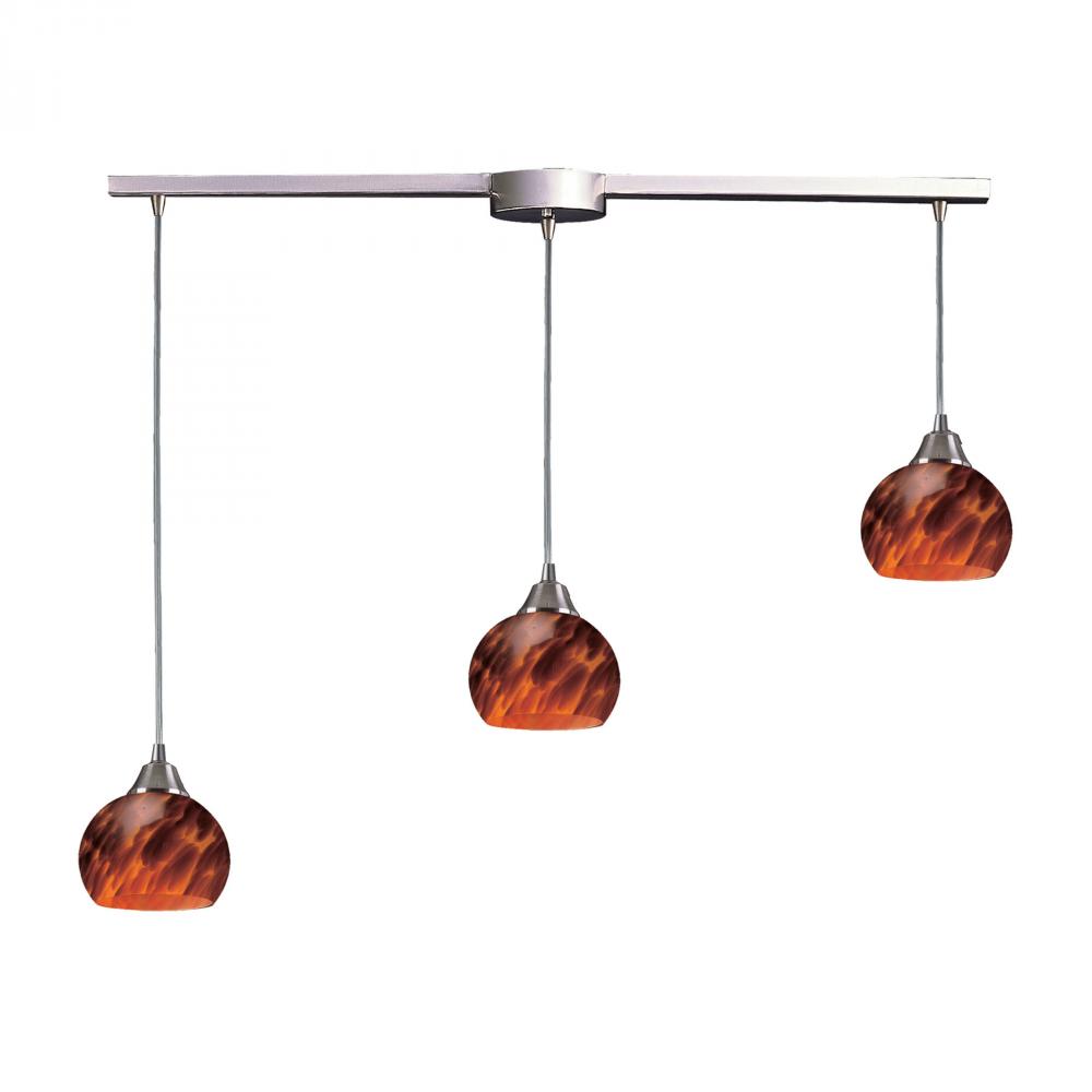 Mela 3 Light Pendant In Satin Nickel And Espress