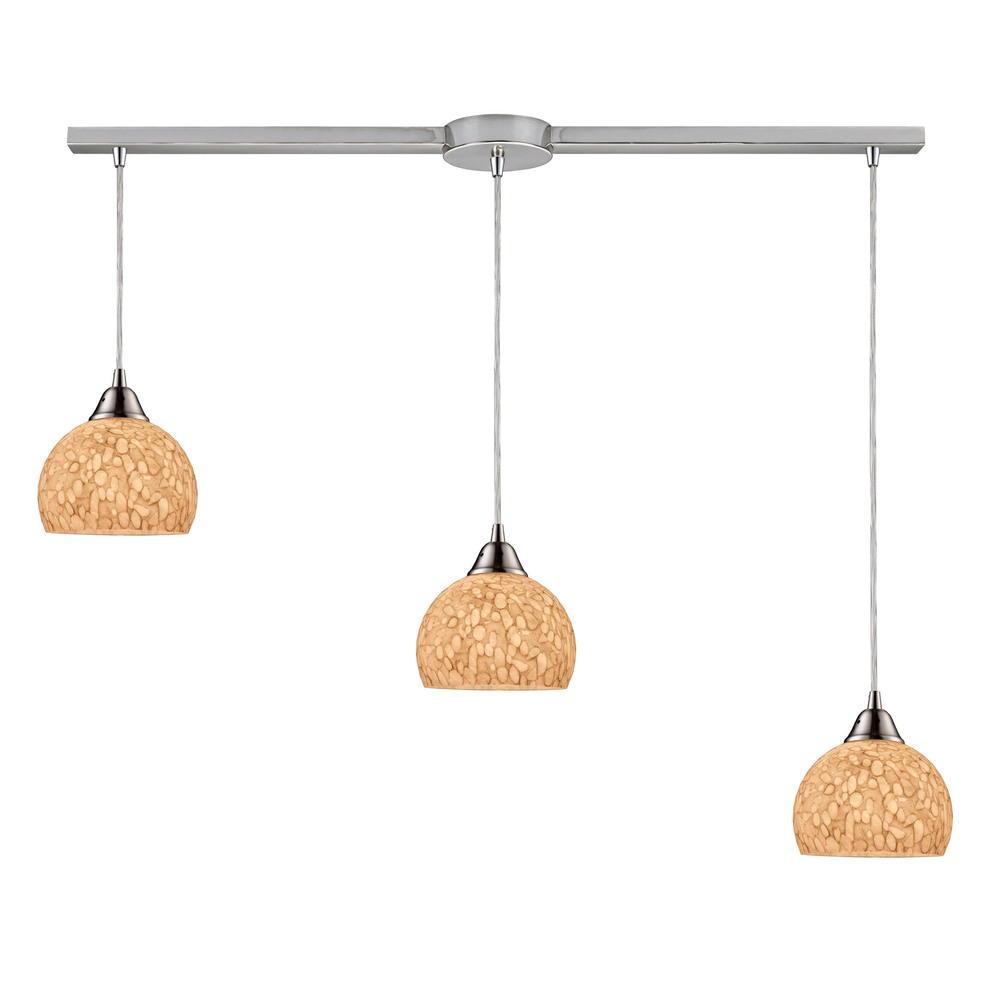 Cira 3 Light Pendant In Satin Nickel And Pebbled