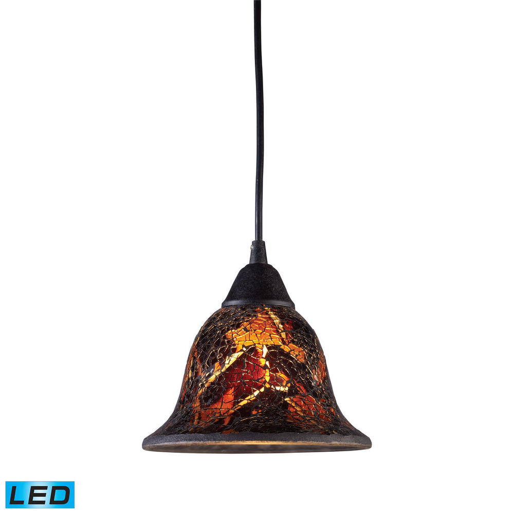 Firestorm 1-Light Mini Pendant in Dark Rust with Firestorm Glass - Includes LED Bulb