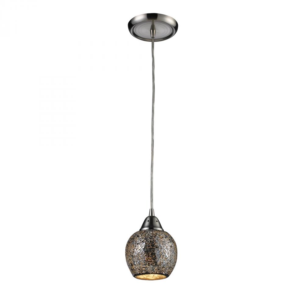 Fission 1 Light Pendant In Satin Nickel And Silv