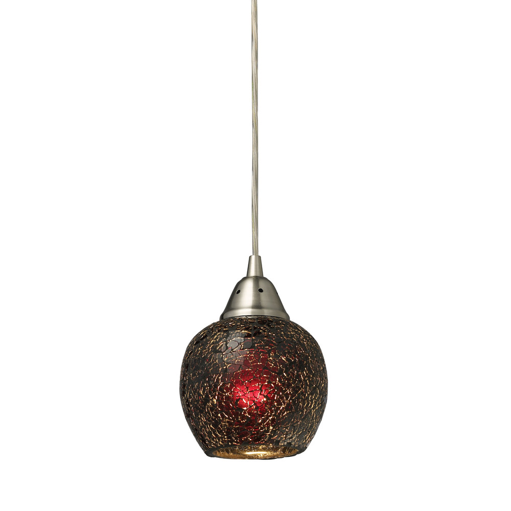 Fission 1 Light LED Pendant In Satin Nickel And