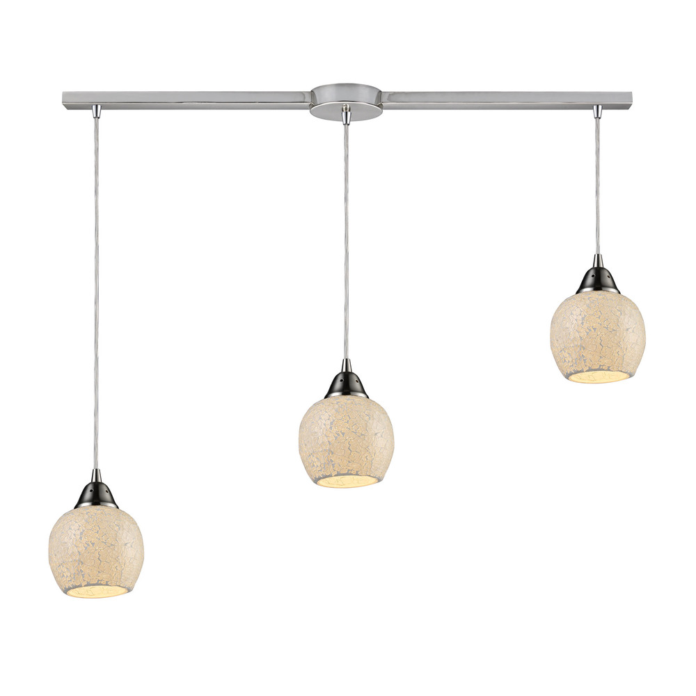 Fission 3 Light Pendant In Satin Nickel And Clou