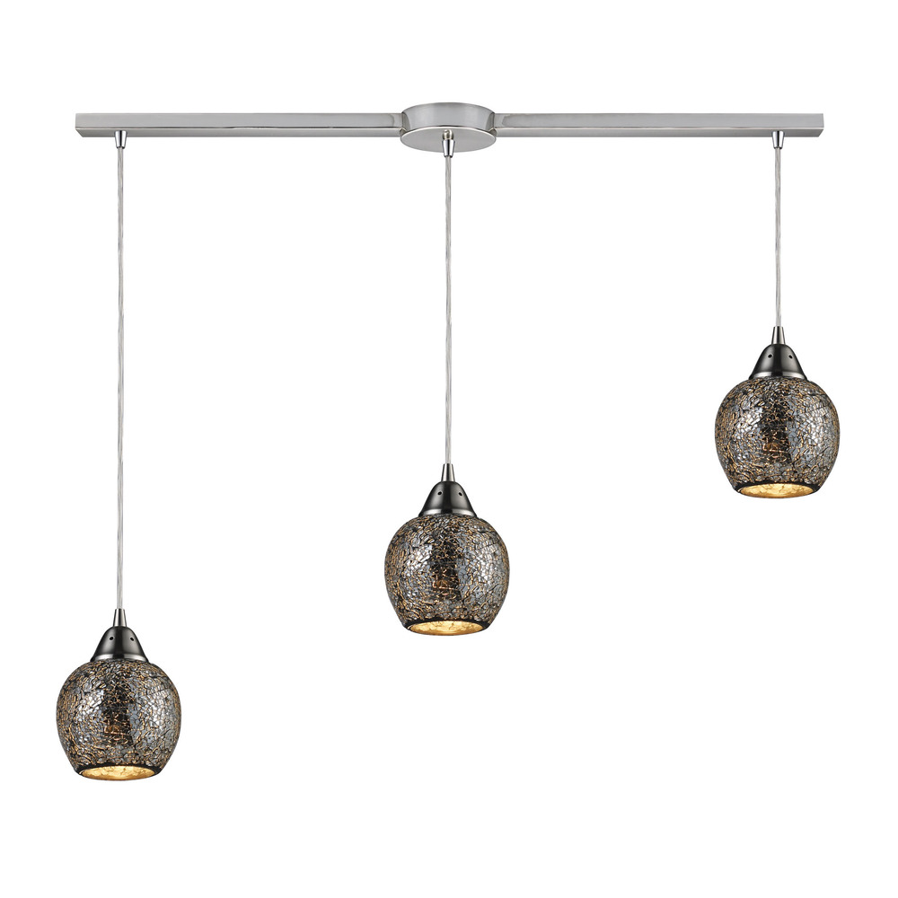 Fission 3 Light Pendant In Satin Nickel And Silv
