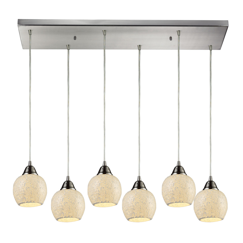 Fission 6 Light Pendant In Satin Nickel And Clou