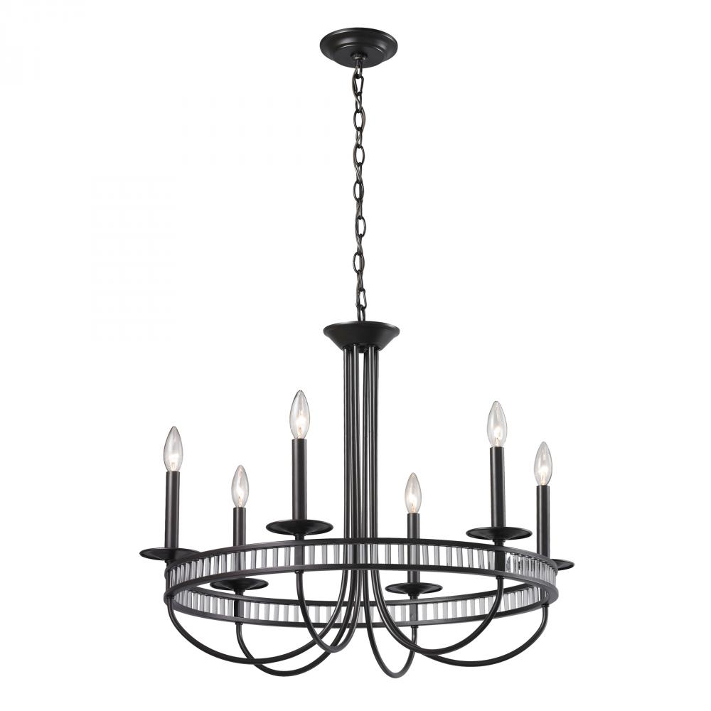 Braxton 6 Light Chandelier In Aged Bronze And Cl