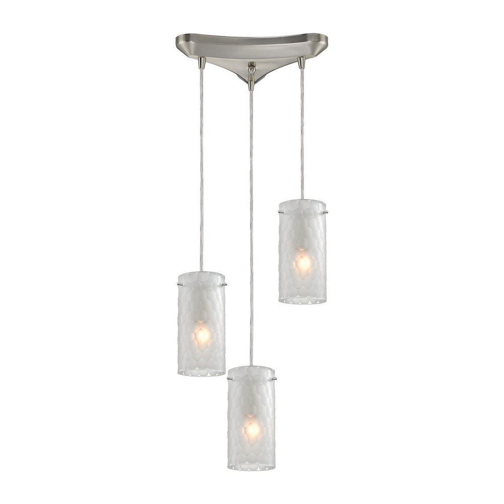Synthesis 3 Light Pendant In Satin Nickel And Fr
