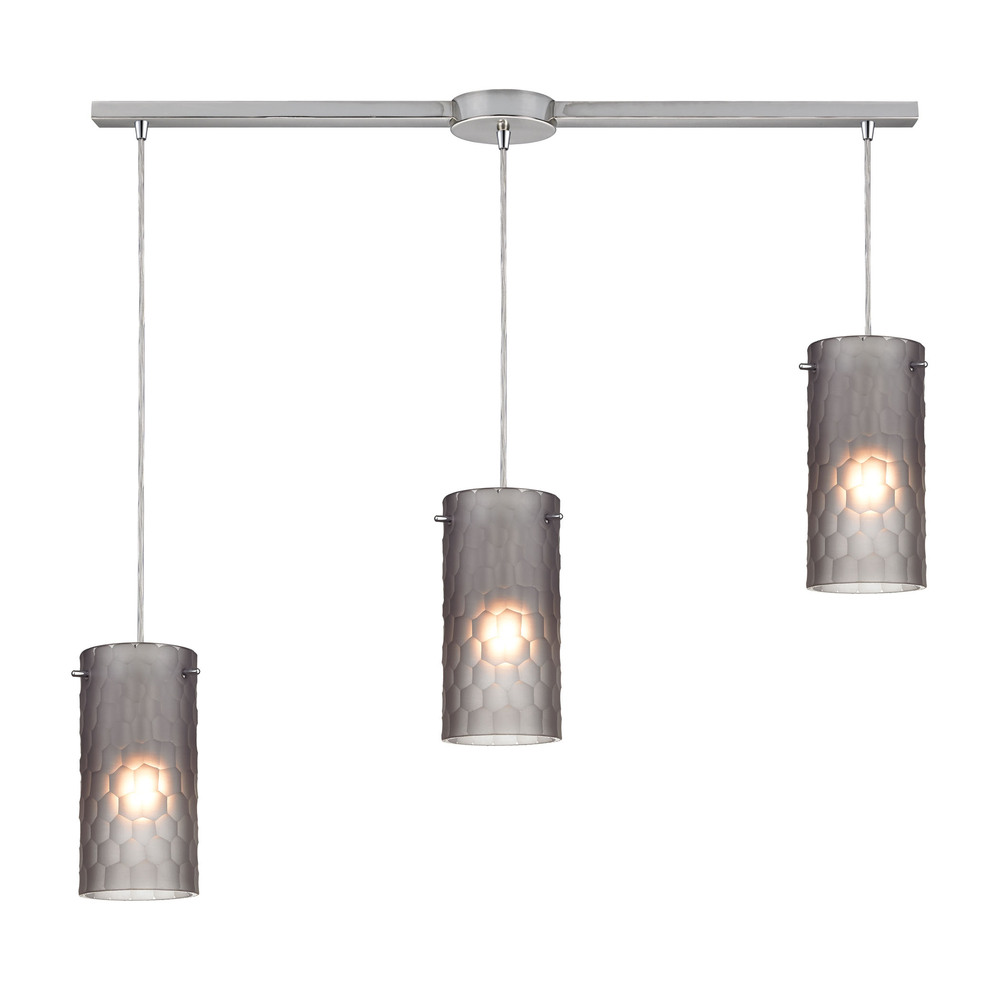 Synthesis 3 Light Pendant In Satin Nickel And Fr