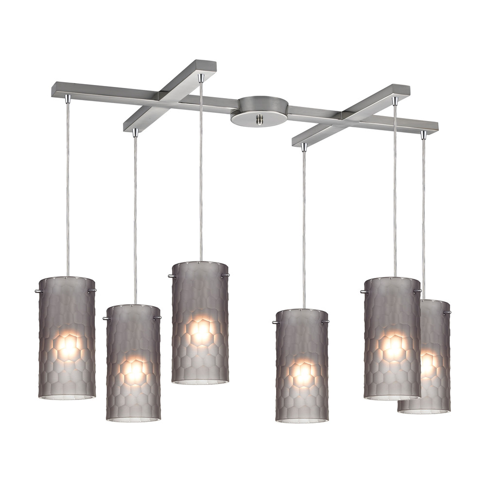 Synthesis 6 Light Pendant In Satin Nickel And Fr