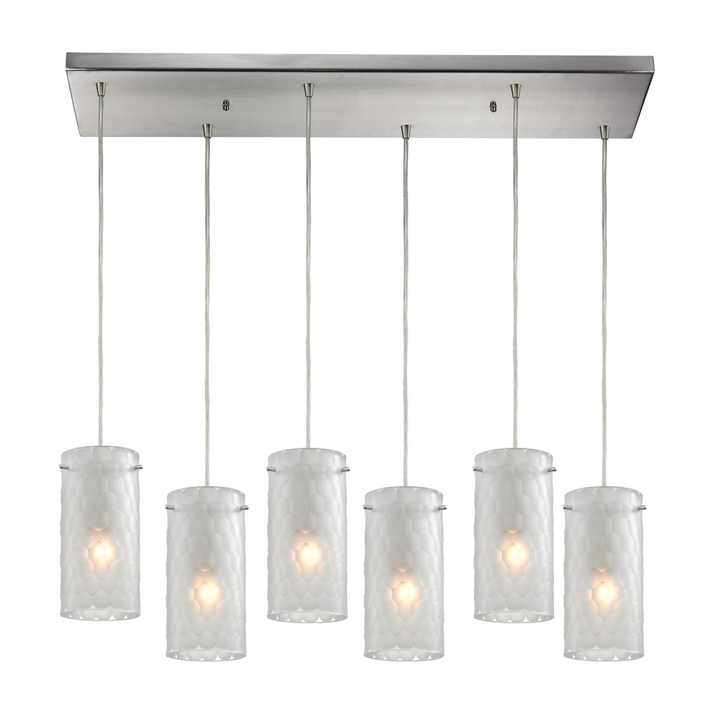 Synthesis 6 Light Pendant In Satin Nickel And Fr