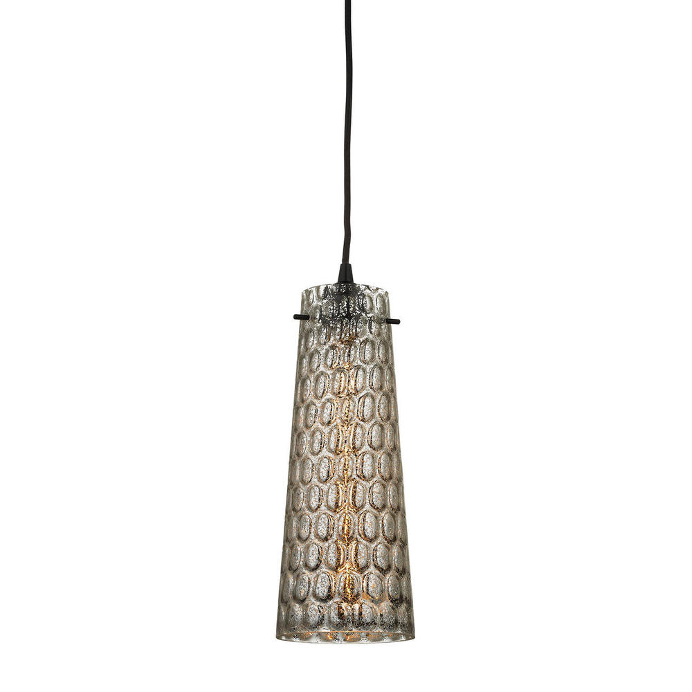 Jerard 1-Light Mini Pendant in Oil Rubbed Bronze with Textured Glass Shade
