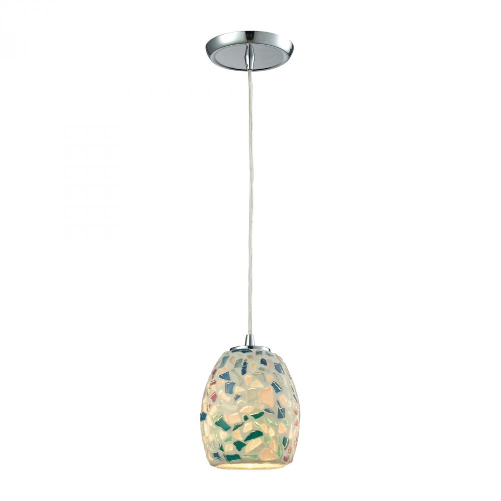 Glass Mosaic 1 Light Pendant In Polished Chrome