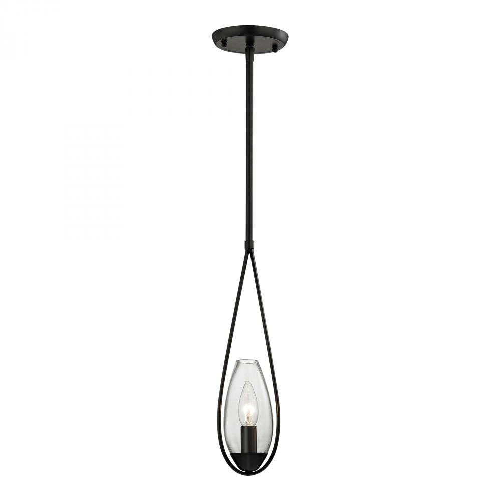 Teardrop 1 Light Pendant In Oil Rubbed Bronze And Clear Glass