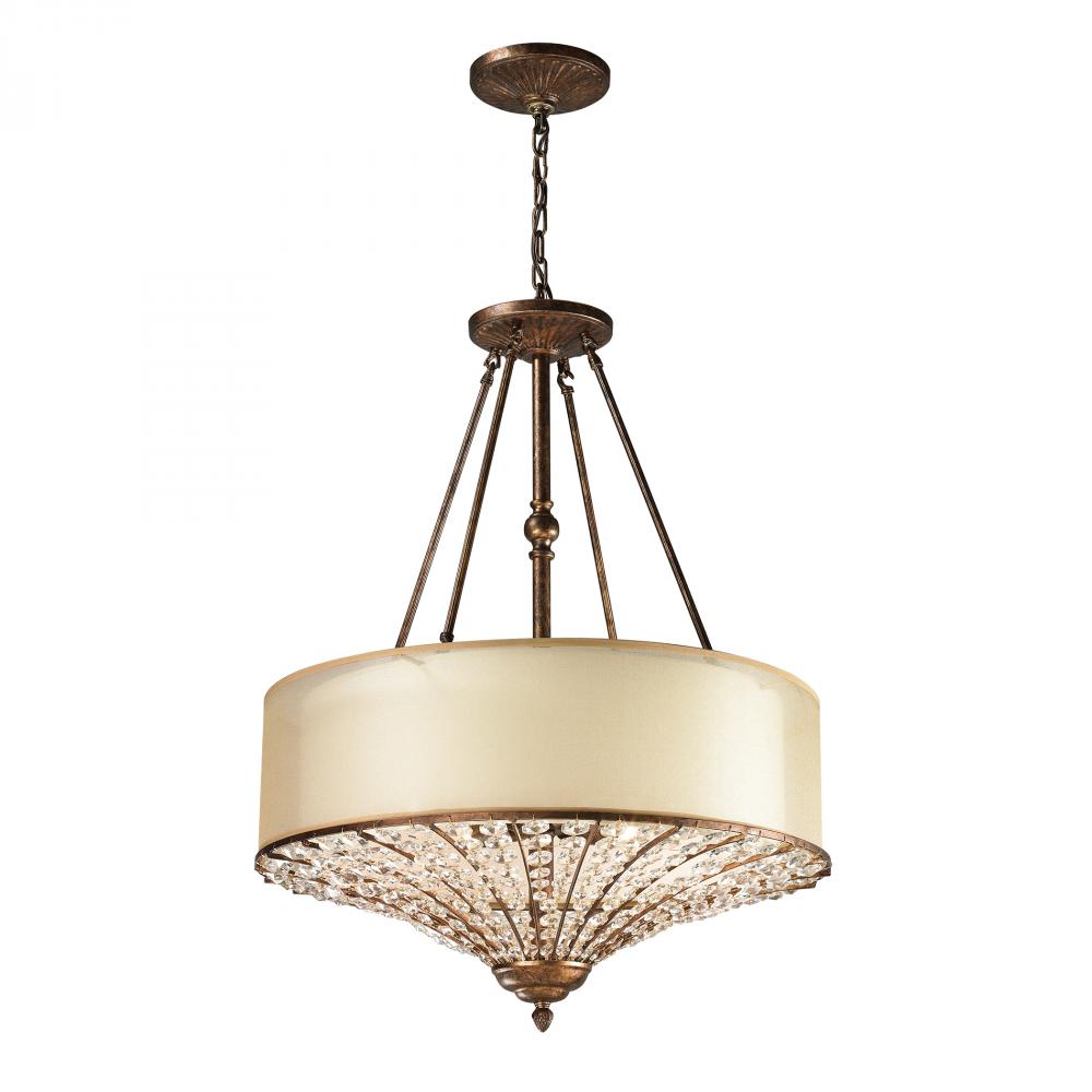 Crystal Spring Collection 4 light pendant in Spanish Bronze