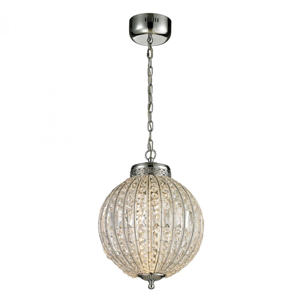 Crystal Sphere LED Pendant In Polished Chrome