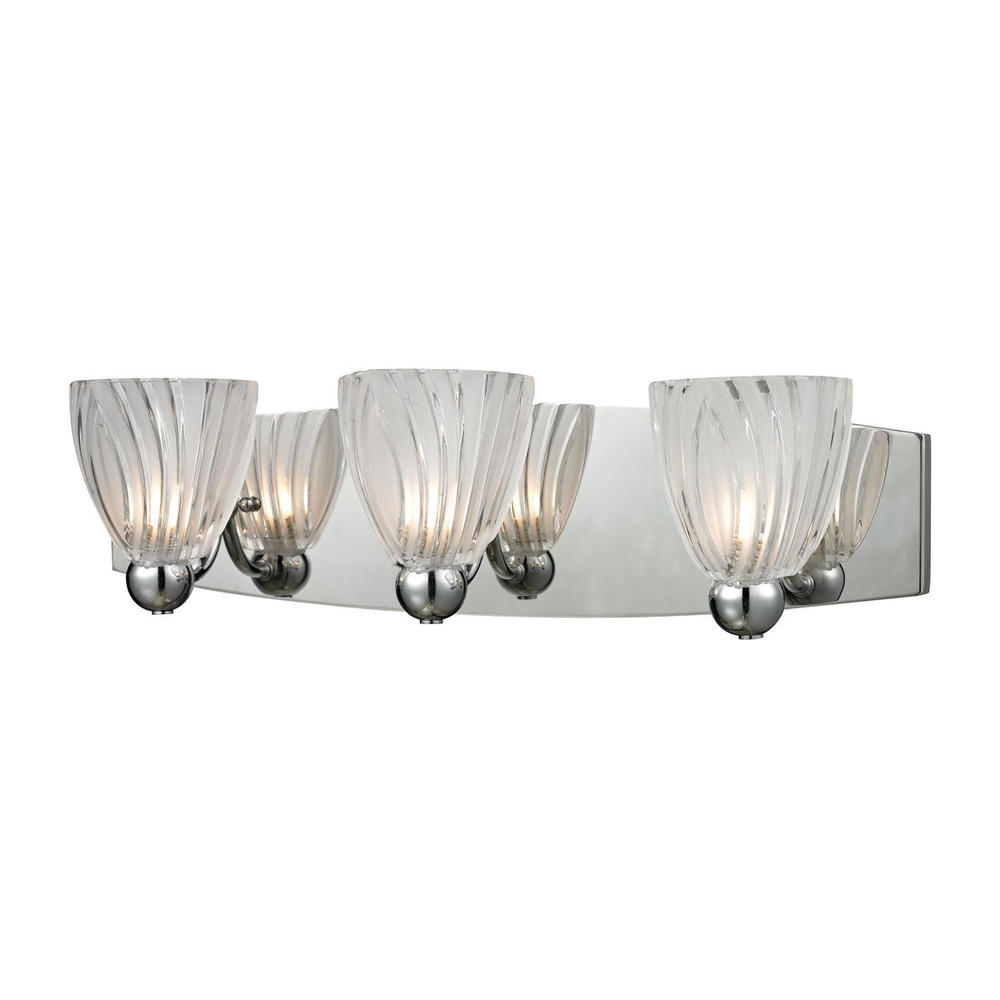 Lindale 3-Light Vanity Sconce in Polished Chrome with Frosted Glass