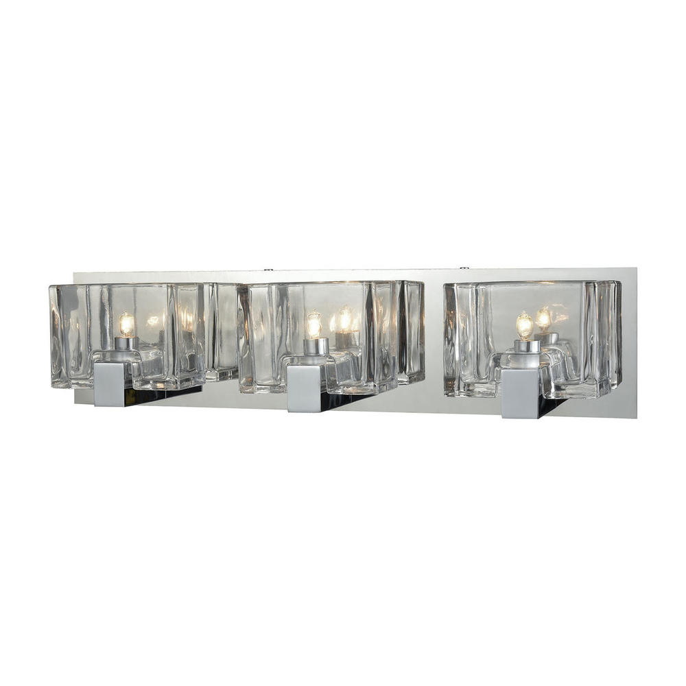 Ridgecrest 3-Light Vanity Sconce in Polished Chrome with Clear Cast Glass