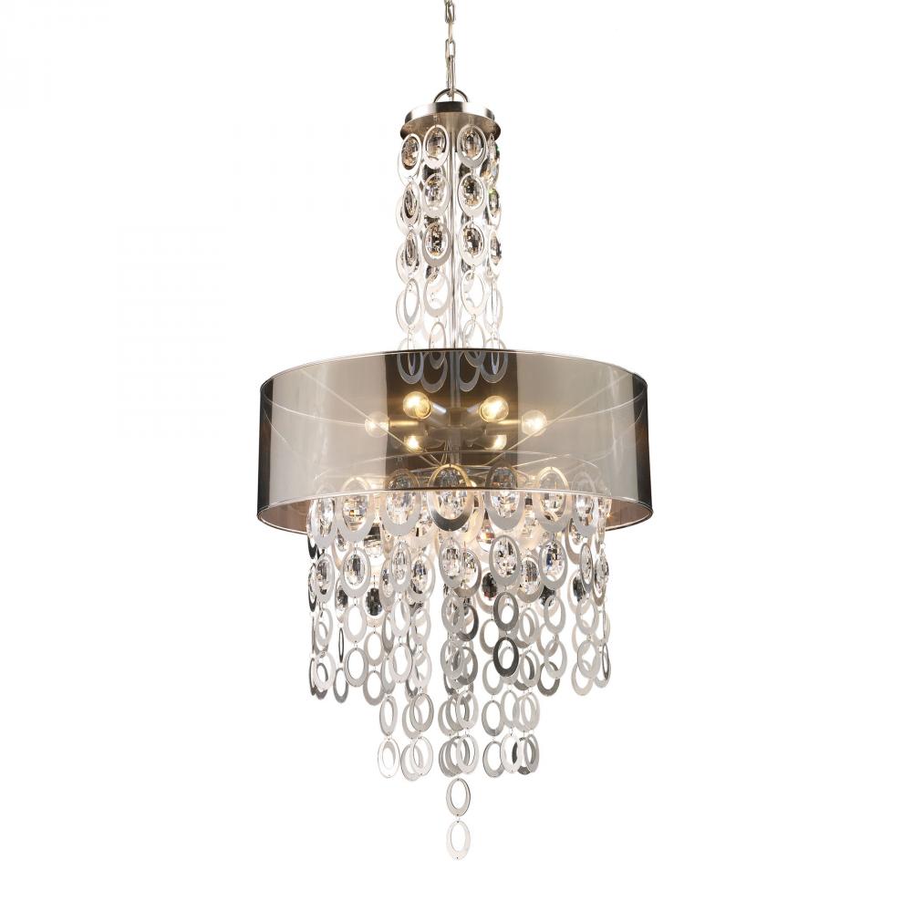 Parisienne 6 Light Pendant In Silver Leaf