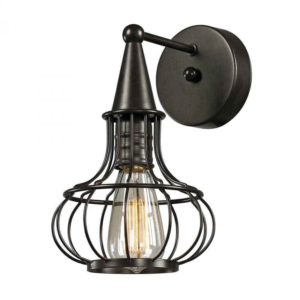 Yardley 1-Light Wall Lamp in Oil Rubbed Bronze with Wire Cage