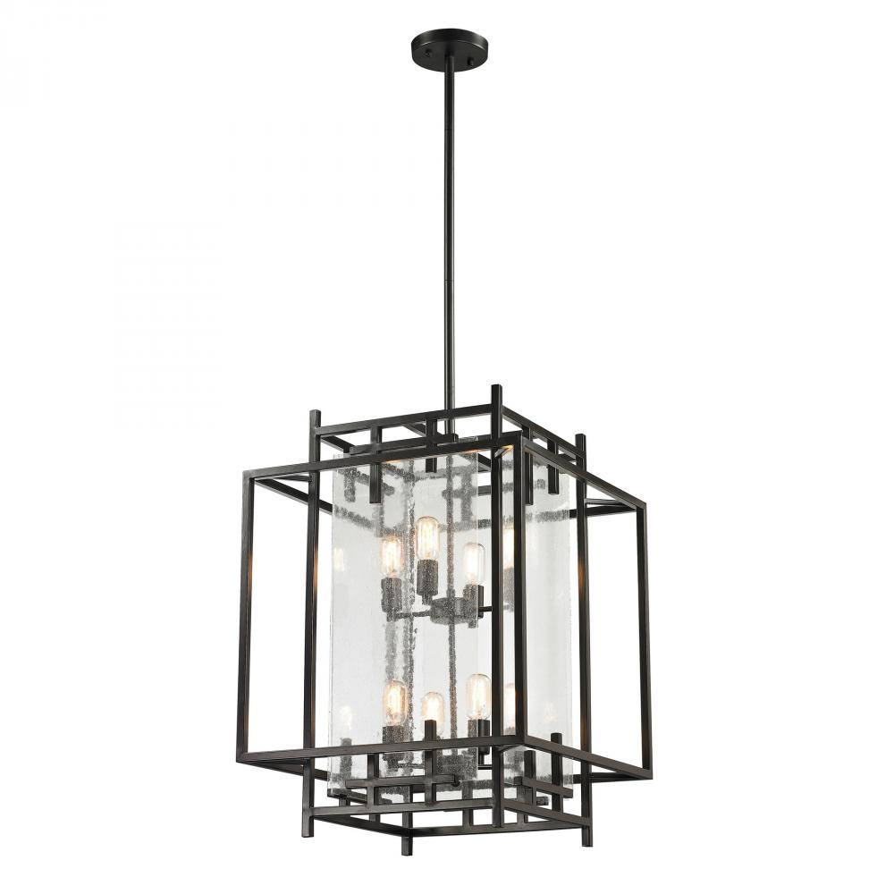 Intersections Collection 4+4 light pendant in Oil Rubbed Bronze