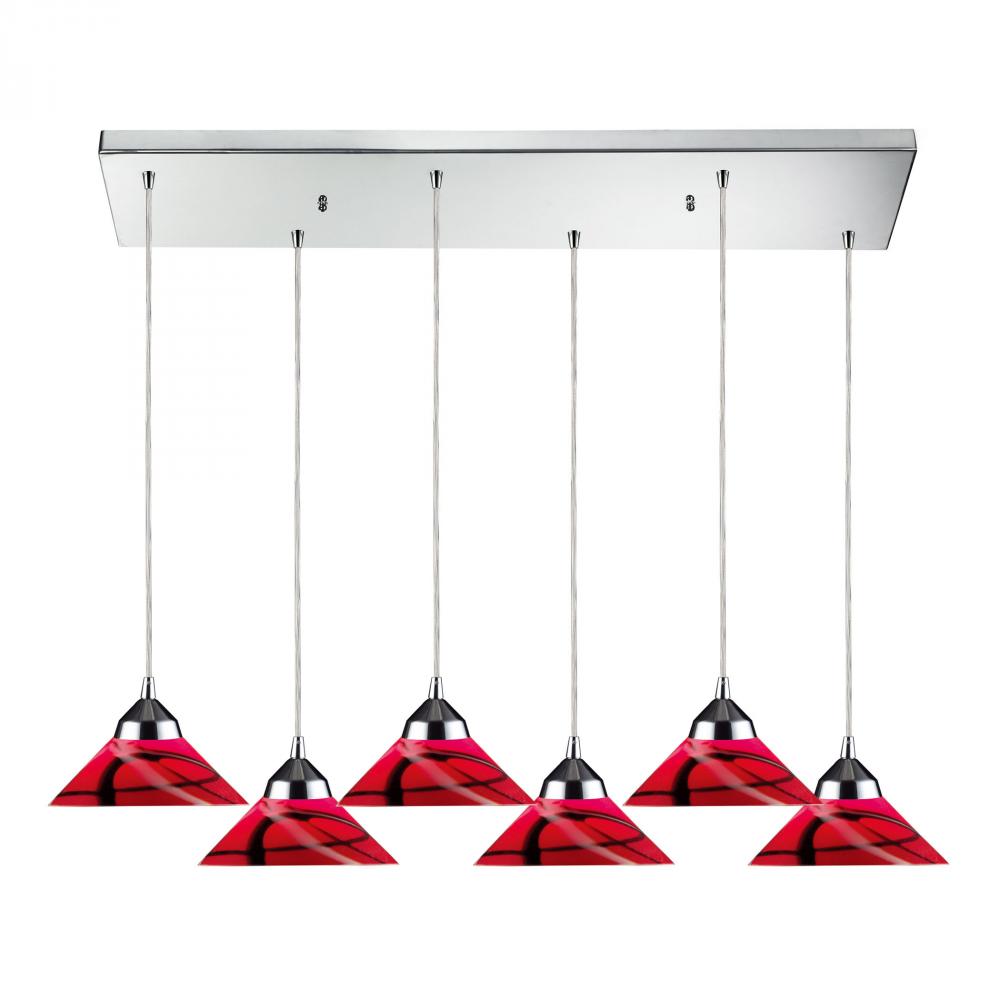 Refraction 6 Light Pendant In Polished Chrome An