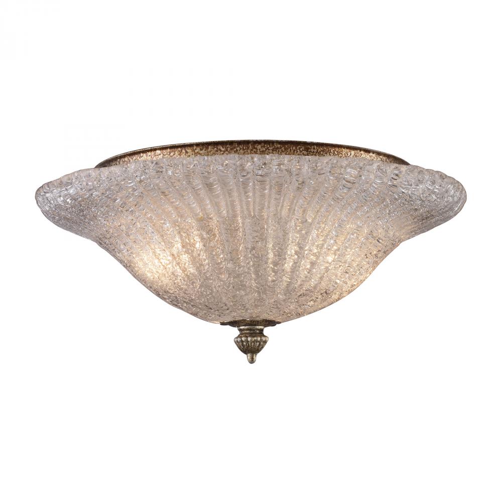 PROVIDENCE 2-LIGHT FLUSH MOUNT in SILVER LEAF