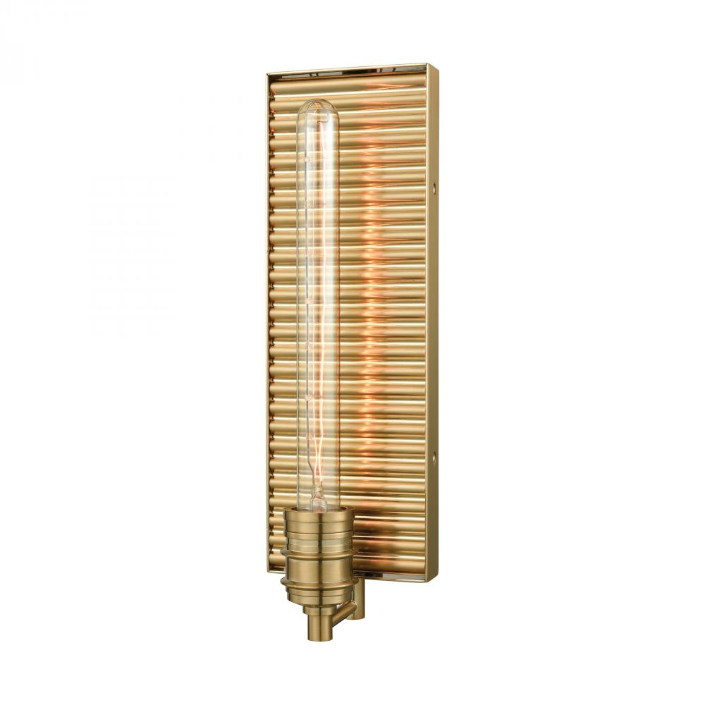 Corrugated Steel 1-Light Sconce in Satin Brass