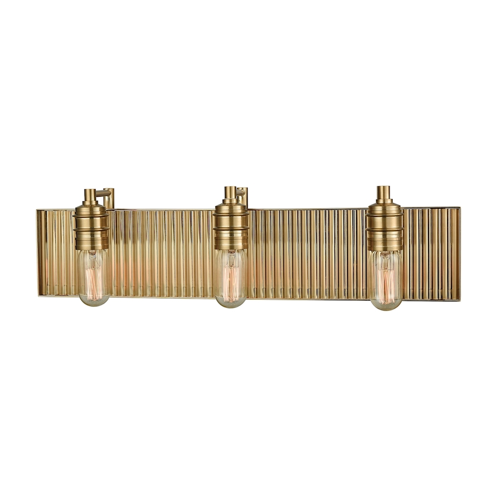 Corrugated Steel 3-Light Vanity Sconce in Satin Brass
