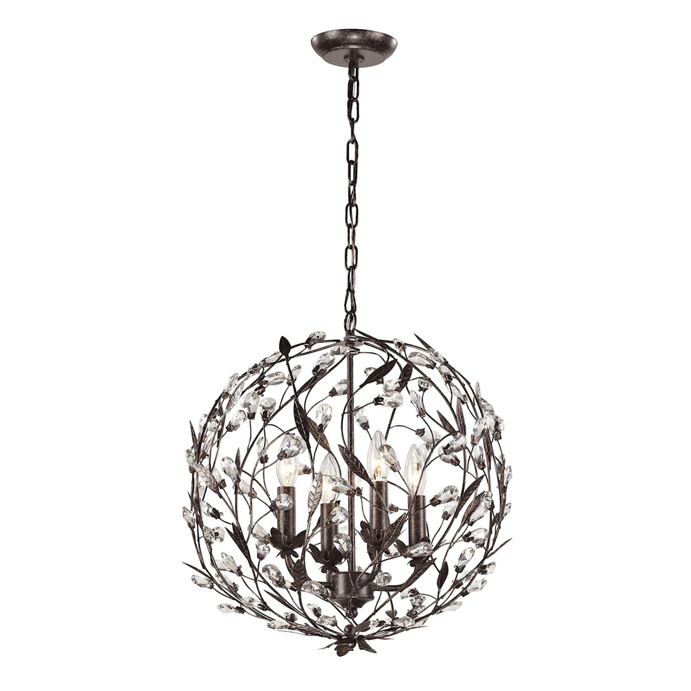 Circeo 4-Light Chandelier in Deep Rust with Crystal