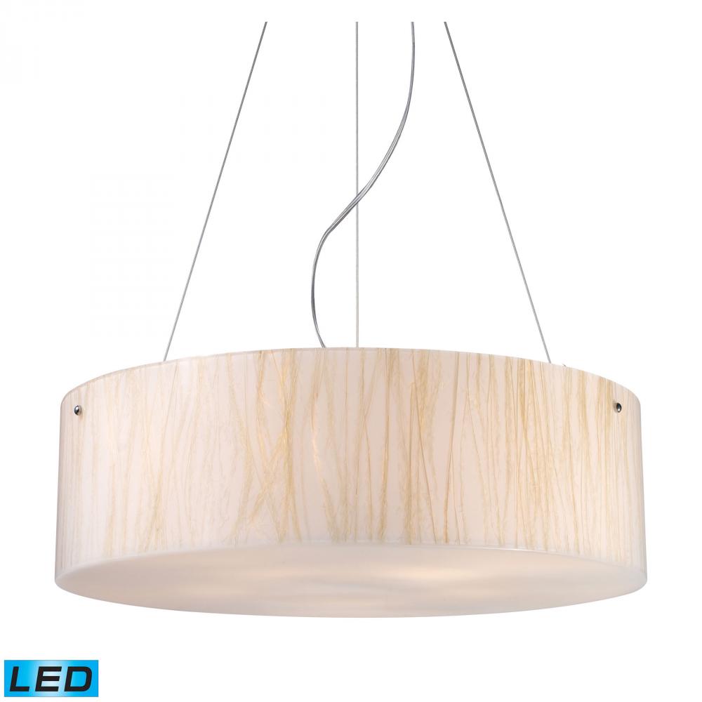 Modern Organics 5-Light Chandelier in Chrome with Sawgrass Shade - Includes LED Bulbs