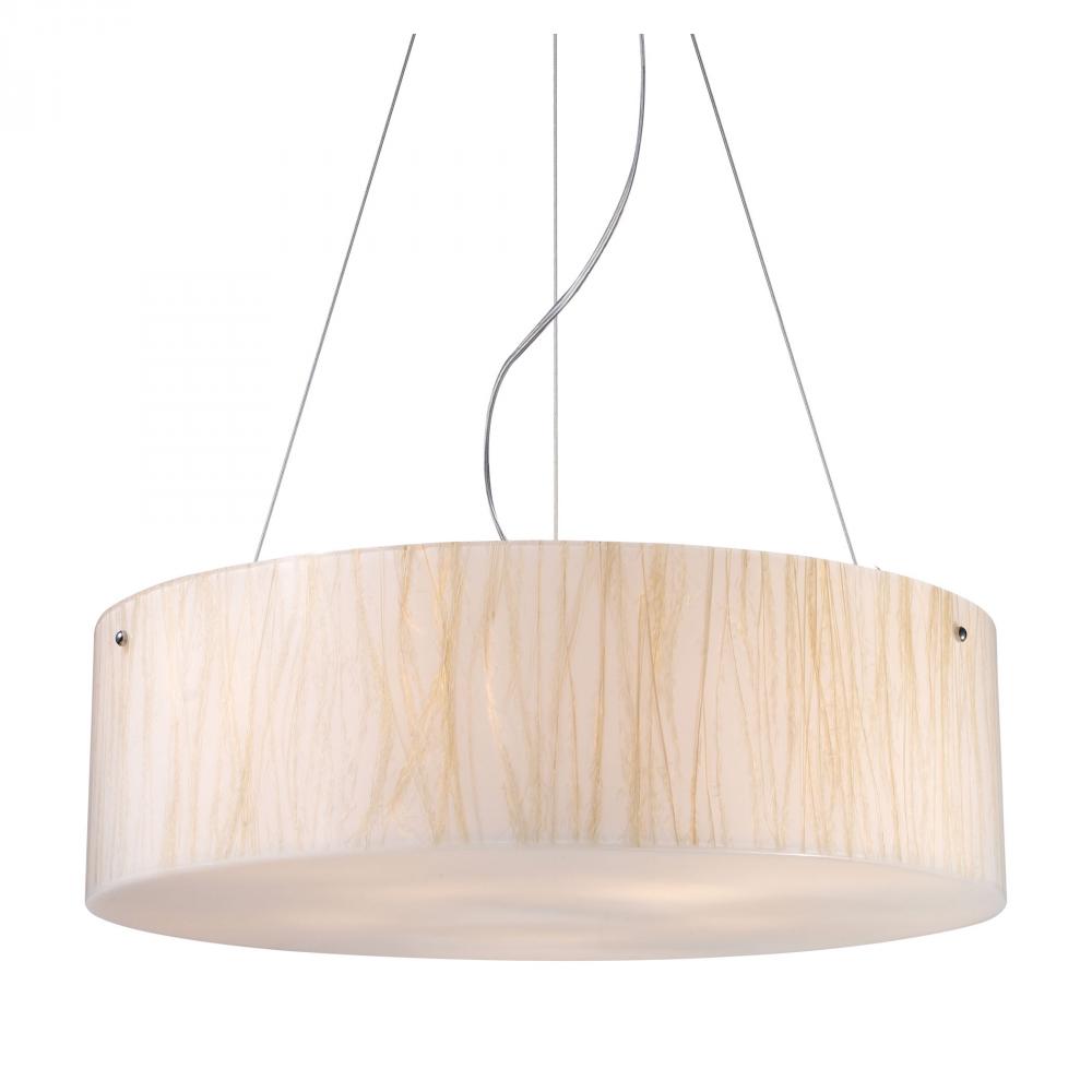 Modern Organics 5-Light Chandelier in Chrome with Sawgrass Shade