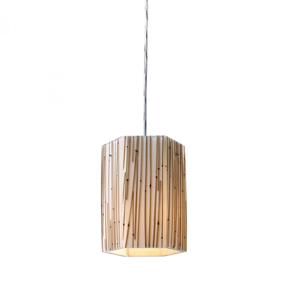 Modern Organics 1-Light Mini Pendant in Chrome with Bamboo Stem Shade