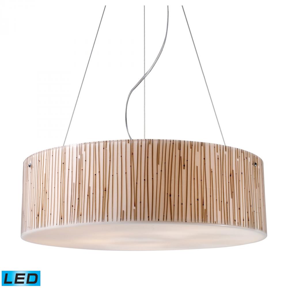 Modern Organics 5-Light Chandelier in Chrome with Bamboo Stem Shade - Includes LED Bulbs
