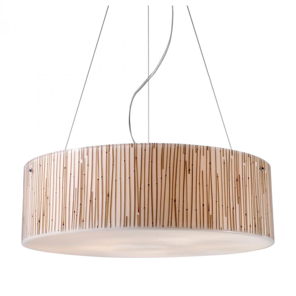 Modern Organics 5-Light Chandelier in Chrome with Bamboo Stem Shade